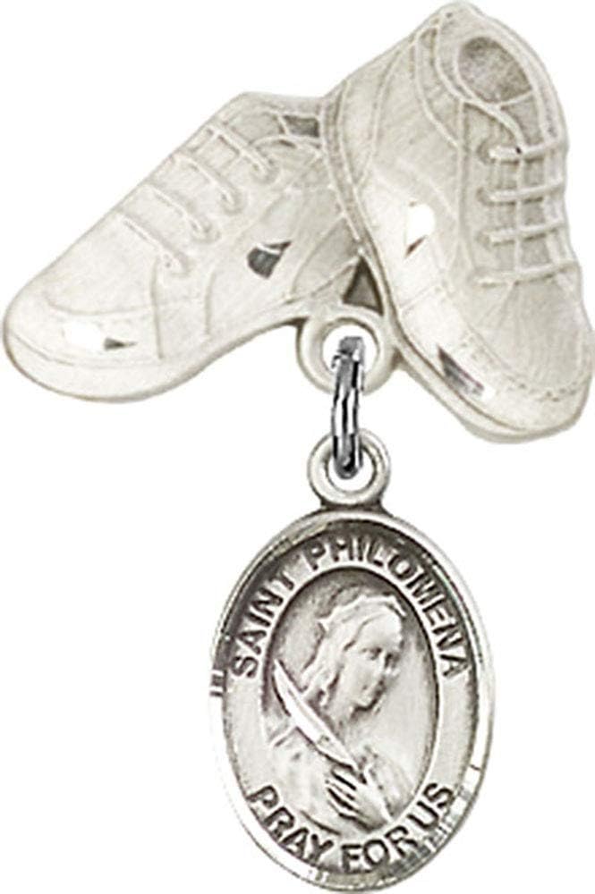 Baby Badge with St Philomena Charm and Baby Boots Pin - Made In USA
