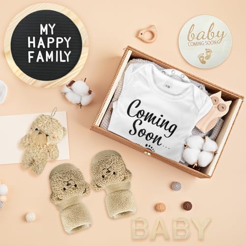 CIXICM Pregnancy Announcement Set with Felt Board Bodysuit Socks Wooden Sign