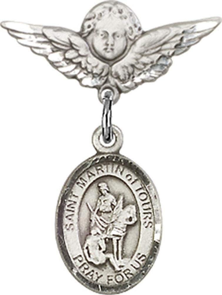 Baby Badge with St Martin of Tours and Angel Charm - Made in USA
