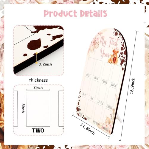 Cheerupp Highland Cow My First Year Photo Frame Pink 12 Months Baby Milestone Display Board