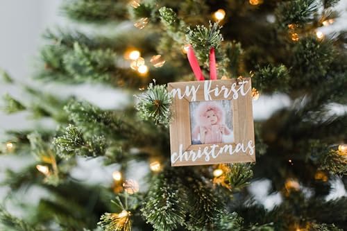 Pearhead Babys First Christmas Wooden Ornament Frame
