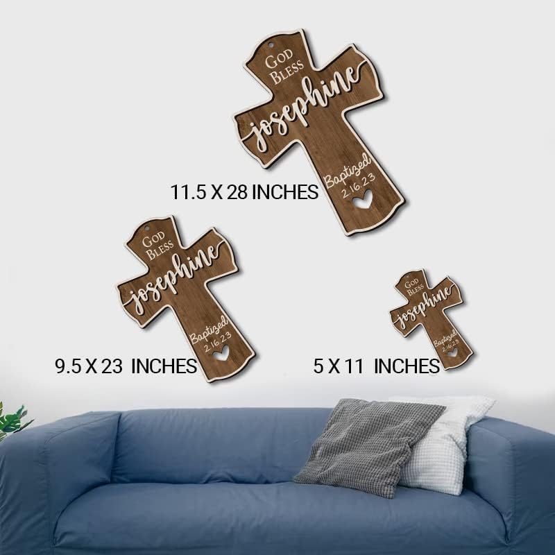 Personalized Wooden Baptism Cross Sign with Childs Name