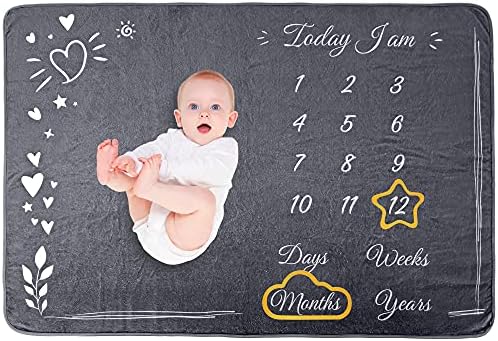 ONE4ONE SAFETY Grey Baby Monthly Milestone Blanket