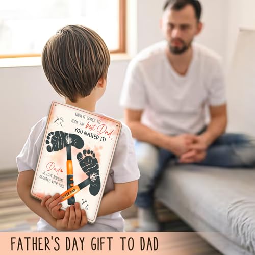Custom Hammers Footprint Plaque for Dad - Handprint Art Craft Decor