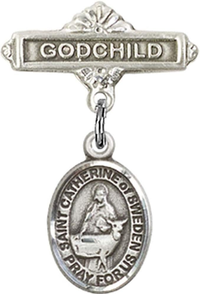 Religious Obsession Baby Badge with St Catherine of Sweden Charm