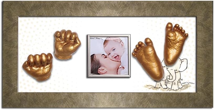 LOVE MOMS PRESENT Baby Hand Footprint Casting Kit with Gold Frame 1