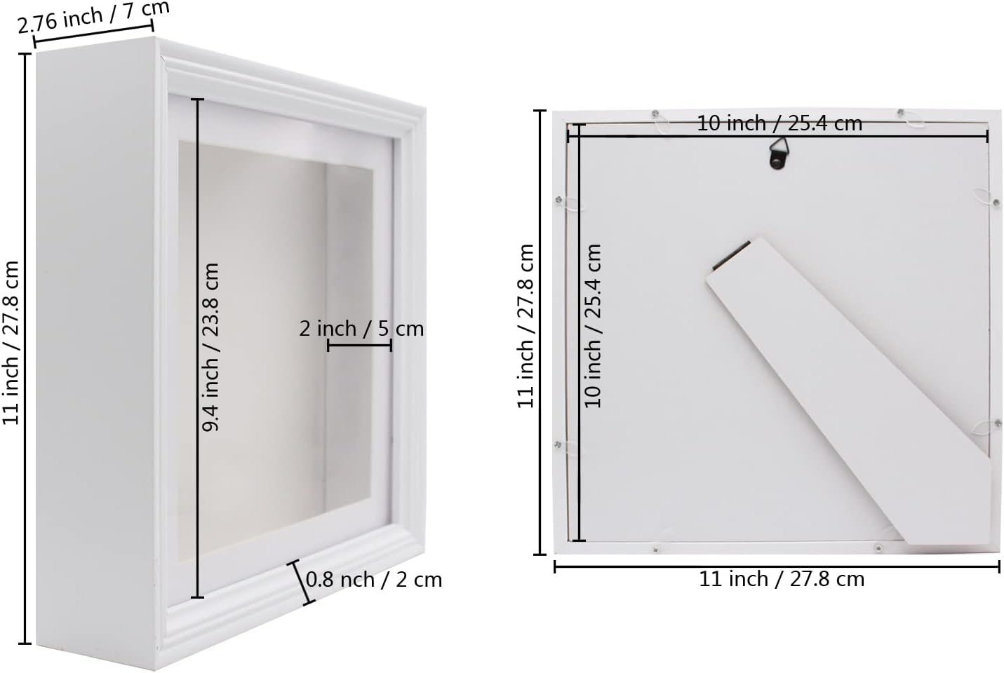 WANLIAN 10x10 Shadow Box Frame with European Border White 2-inch Depth