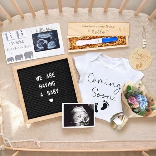 Pregnancy Reveal Kit with Felt Board and Wooden Sign