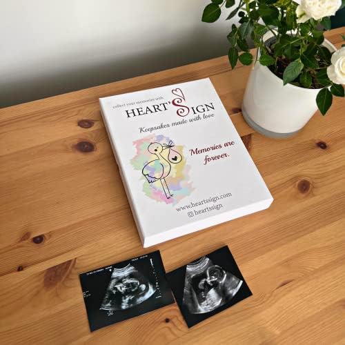Hearts Sign Ultrasound Picture Frame Set - Unique Wooden Baby Keepsake Bundle