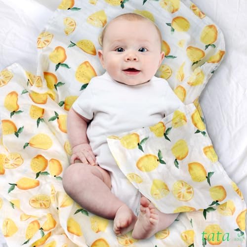 TATA AMG Organic Muslin Cotton Swaddle Blanket 47x47 Inches for Newborns