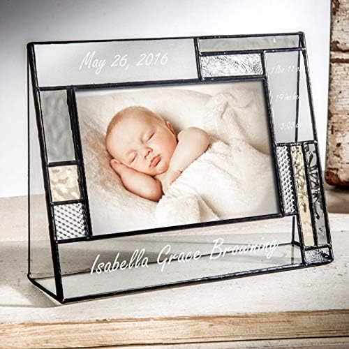 Personalized Baby Picture Frame with Grey and Yellow Engraving