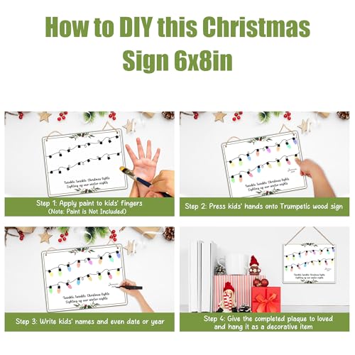 Fingerprint Christmas Lights Hanging Sign Babys First Christmas DIY Keepsake