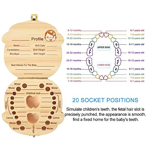 Baby Tooth Box Wooden Keepsake Organizer for Kids