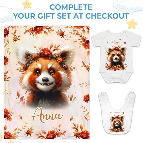 Hyturtle Personalized Red Panda Baby Blanket - Cozy Fleece Blanket for Newborns and Toddlers