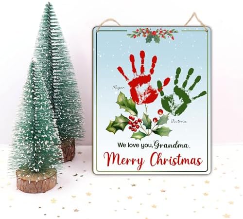 Personalized Grandma Christmas Handprint Hanging Sign
