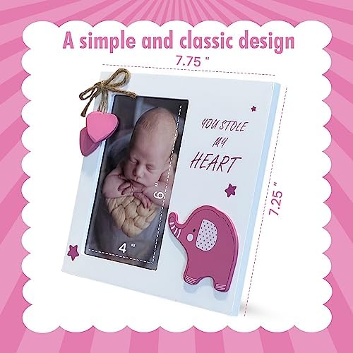 Baby Girl You Stole My Heart Wooden Newborn Picture Frame Pink