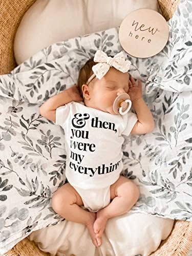 Miaoberry Organic Muslin Swaddle Blanket with Free Hat and Wooden Sign