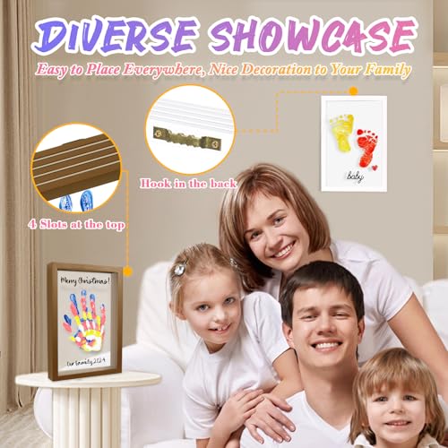IvyWind Family Handprint Kit - DIY Keepsake Wooden Frame 6 Colors Non-Toxic Paint Mothers Day Gift