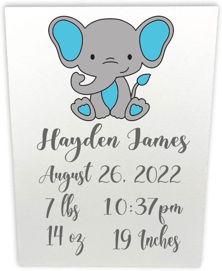 Personalized Baby Elephant Wall Plaque - Blue Design with Custom Name