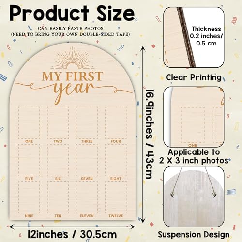 One Year Wood Photo Board for Baby Milestones