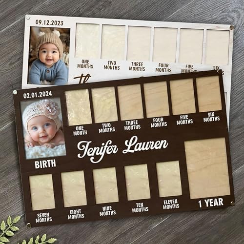 V-DECORPARKS My First Year Photo Frame - Custom Babys Birth Date 12 Month Display