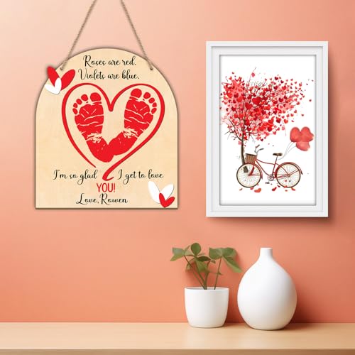 DIY Baby First Valentine Footprint Sign with Roses 1