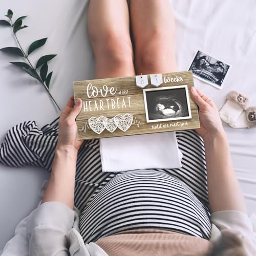 EURSET Baby Sonogram Frame with Countdown 3 Hearts Design