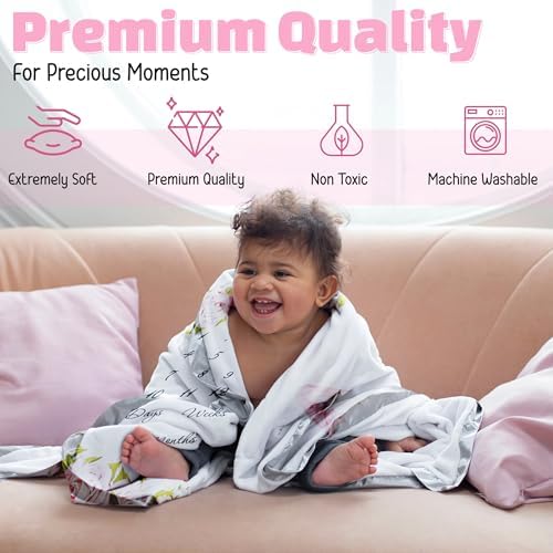 Nestworthy Milestone Blanket - 60x40 Soft Fleece for Baby Girl