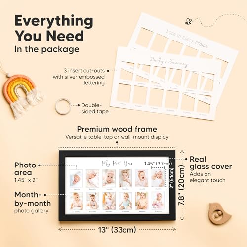 KeaBabies 12-Month Baby Photo Frame with Inkless Hand Footprint Kit