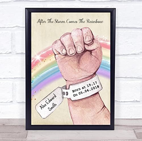 Rainbow Baby Name Tag Light Skin Birth Keepsake Gift