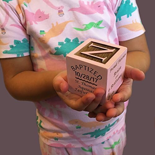 Glitzby Baptism Keepsake Wooden Block Personalized