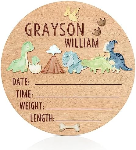 Personalized Baby Announcement Sign Dinosaur 182