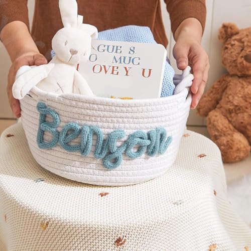 Personalized Baby Name Woven Basket - Custom Gift for Newborn