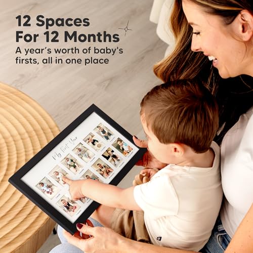 KeaBabies 12-Month Baby Photo Frame with Inkless Hand Footprint Kit