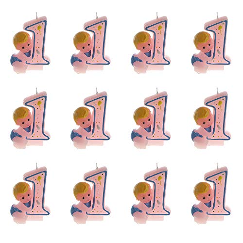 Lunaura Baby Keepsake - 12 Blue Boy 1st Birthday Candles