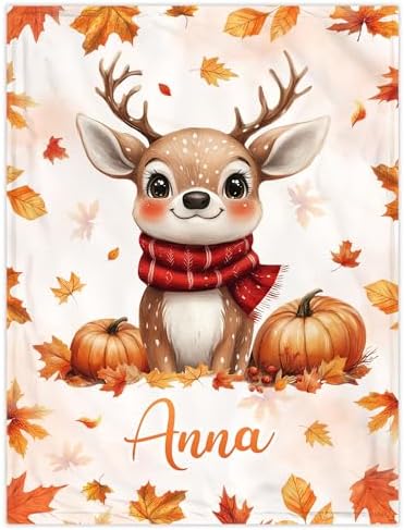 Hyturtle Personalized Fall Reindeer Baby Blanket