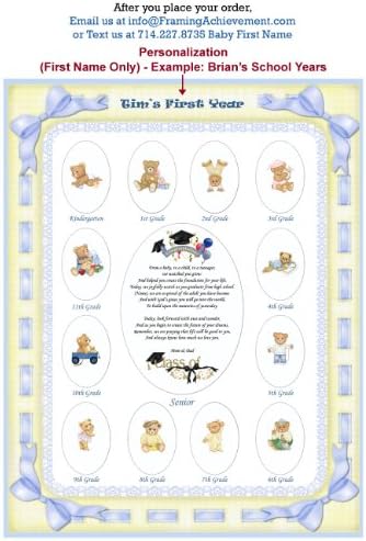 11x14 Personalized Blue Baby Boy Name Photo Mat with Teddy Bear and Poem