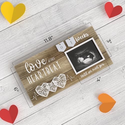 EURSET Baby Sonogram Frame with Countdown 3 Hearts Design