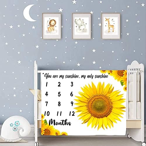 Flannel Baby Milestone Blanket You Are My Sunshine 48x40in
