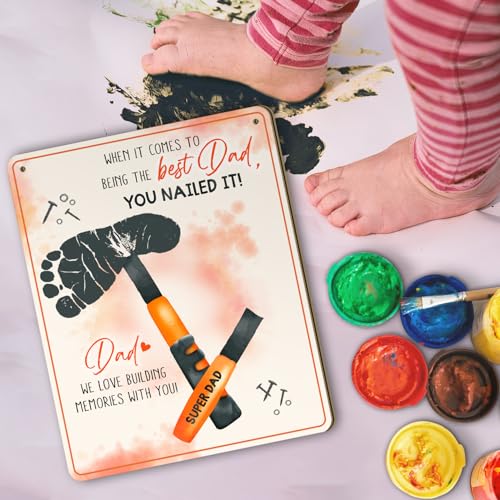 Custom Hammers Footprint Plaque for Dad - Handprint Art Craft Decor
