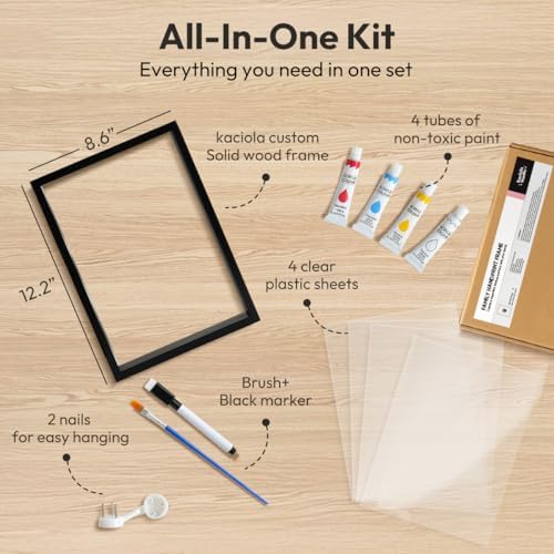 Kaciola Family Handprint Kit with 4 Paints Black Frame