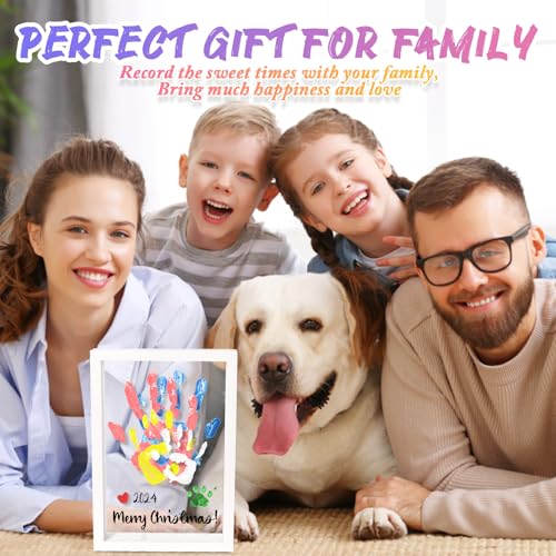 IvyWind Family Handprint Kit - DIY Keepsake Wooden Frame 6 Colors Non-Toxic Paint Mothers Day Gift