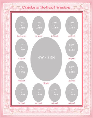 16 X 20 Personalized Pink Photo Mat with Teddy Bear Border