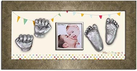 LOVE MOMS PRESENT Baby Hand Footprint Deluxe Casting Kit with Gold Frame