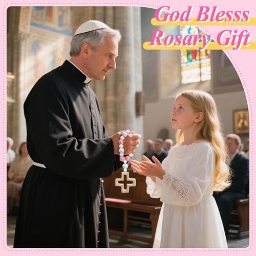 2 Pack Catholic Rosary Beads Set with Silicone Cross