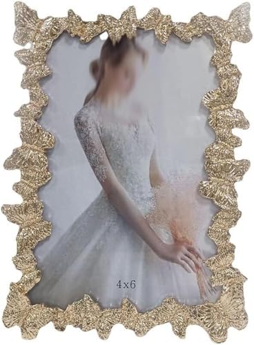 Light Gold Metal Photo Frame With Table 6 Inches