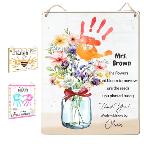 DIY Flower Handprint Craft Art Teacher Gift