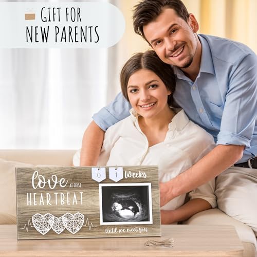 EURSET Baby Sonogram Frame with Countdown 3 Hearts Design