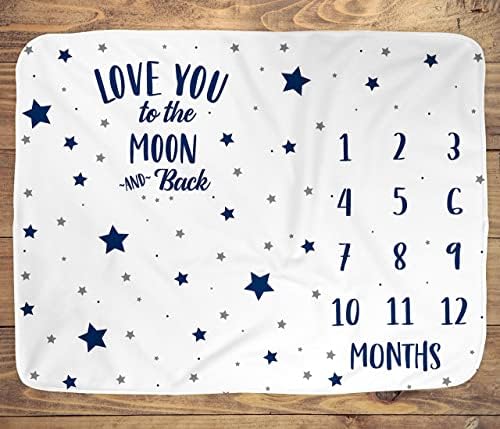 ELLO HOME BABY Monthly Milestone Blanket with 12 Stickers