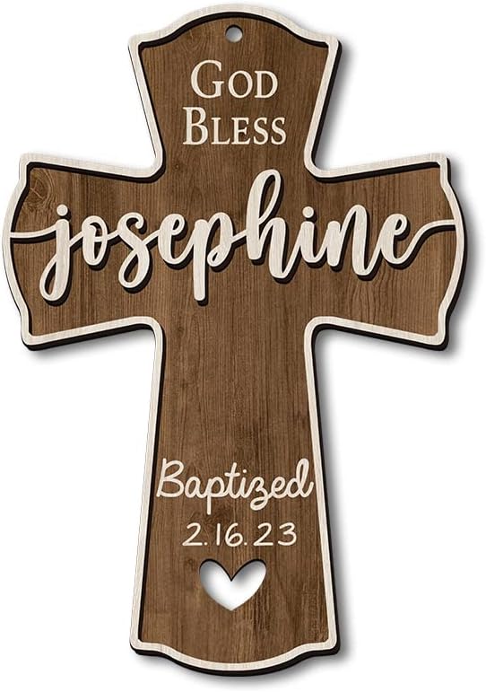 Personalized Wooden Baptism Cross Sign with Childs Name